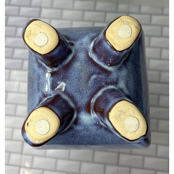 Ceramic Pottery Glazed Square Footed Vase Y2K Beaufort, NC Unsigned * Tiny Flaw - Picture 8 of 12